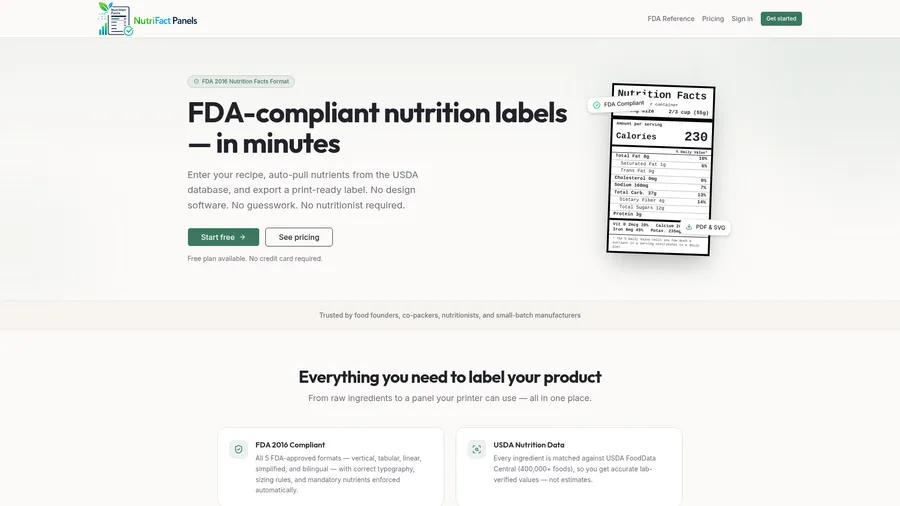 NutriFact Panels website